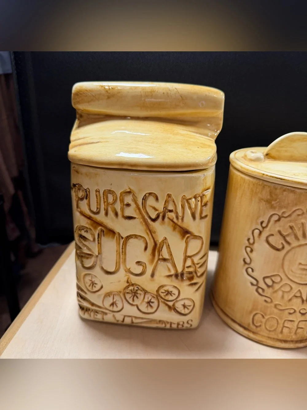 Set Of 3 Vtg 1970’s Kitchen Canister Set W/Sugar, Coffee, And Tea No Damage